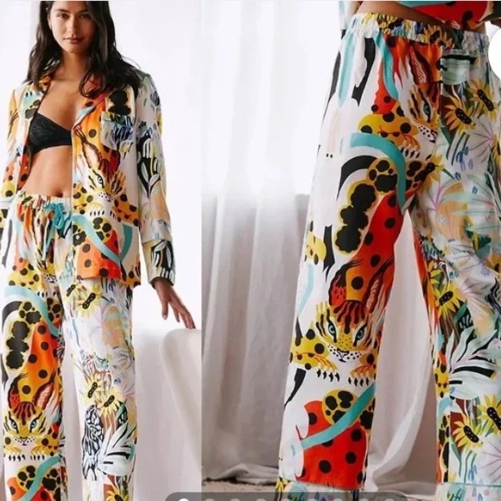 Marcos Navarro for Anthropologie Multicolor lightweight flannel pj set.